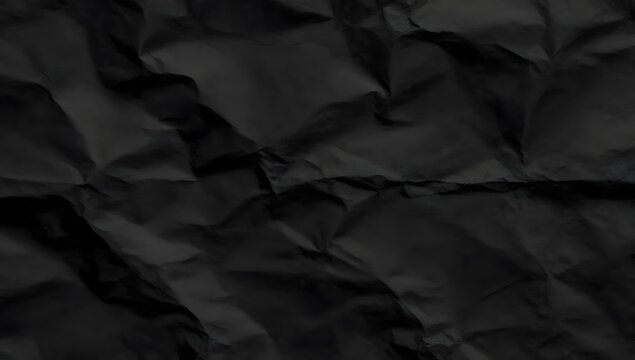 Textured Dark Paper: An abstract, close-up shot of heavily crumpled, dark paper creating a play of shadows and textures, perfect for conveying themes of distress or mystery.