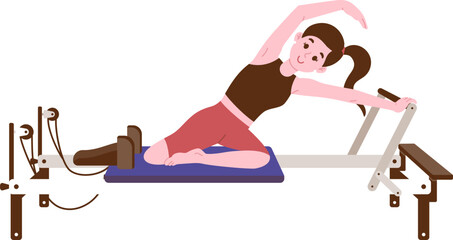 Fototapeta premium Mermaid Pilates Reformer Exercise Illustration, Cat Stretch Pose