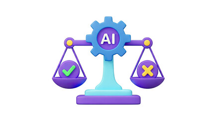 Fototapeta premium AI Weighing Pros and Cons on a Scale