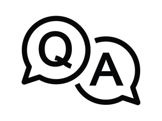 Obraz premium Q and A icon. Question and Answer chat support button with speech bubble for website or app. Transparent PNG and vector