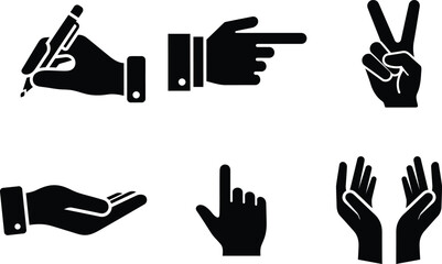 Obraz premium set of black silhouette hands making different gestures and signs