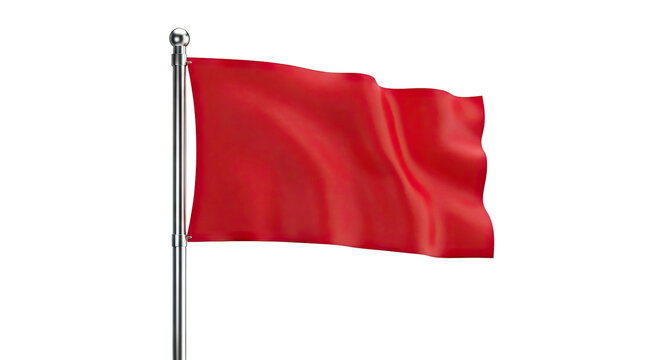 Red flag waving on a flagpole