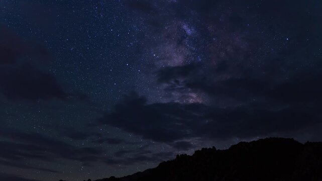 Milky Way Galaxy Clouds 24mm South Sky Above Mt Whitney Purple Sierra Nevada California USA Time Lapse