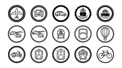 Transportation Icons: A collection of meticulously designed icons representing various modes of transport, perfect for illustrating diverse travel concepts and logistical themes. © MahfujaSultana