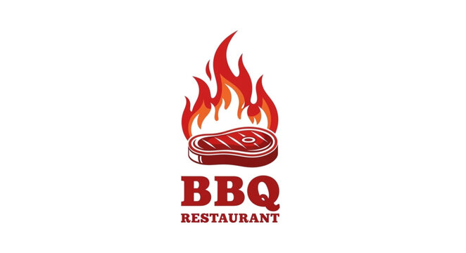 BBQ Restaurant Logo with Flames.