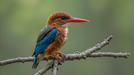 Obraz premium Male Ruddy Kingfisher perching on a branch