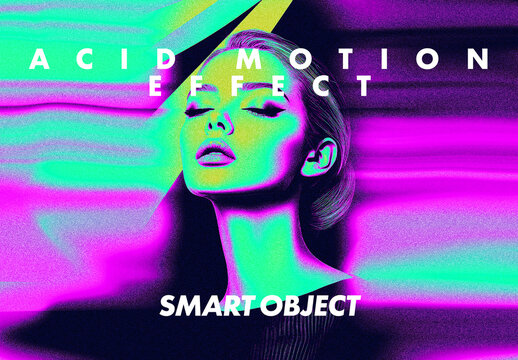 Acid Motion Neon Glitch Photo Effect