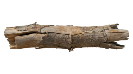 Fototapeta premium Weathered brown tree branch log isolated on a transparent background