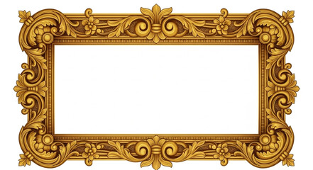 Ornate golden picture frame with intricate carvings.