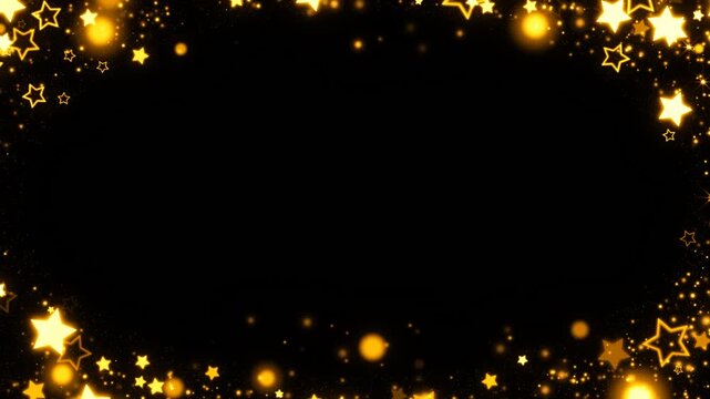 Soft Dream 星キラキラフレーム(強)|【金】|ループ背景アニメーション(アルファあり)	