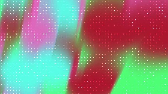 Abstract red and green gradient background with a glowing digital dot grid pattern