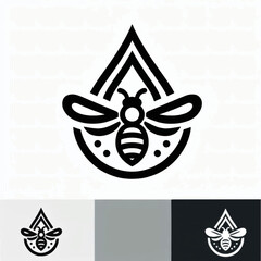 Bee Logo Design with Water Droplet Shape. © Ridwan