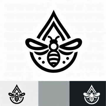 Bee Logo Design with Water Droplet Shape.