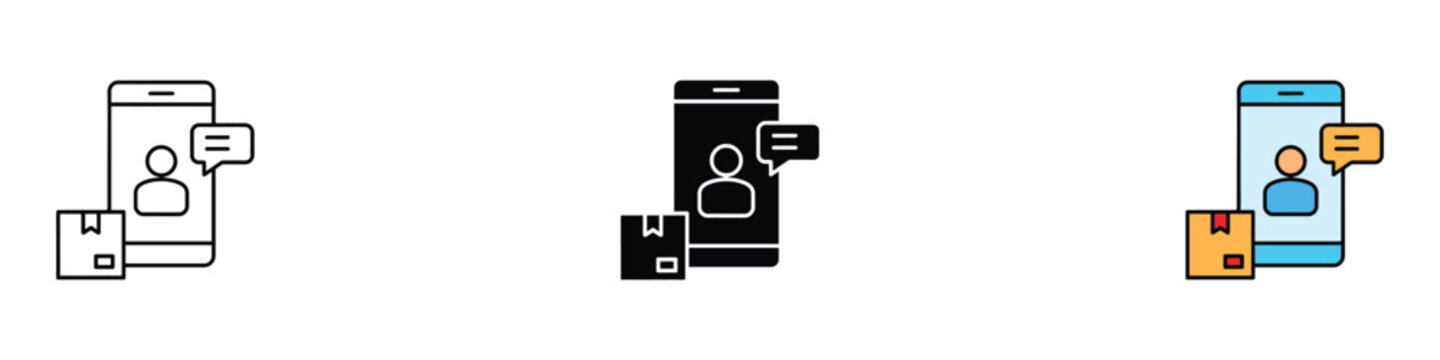 Customer chat icon vector. Mobile e-commerce delivery tracking and customer support symbol. Vector Illustration.
