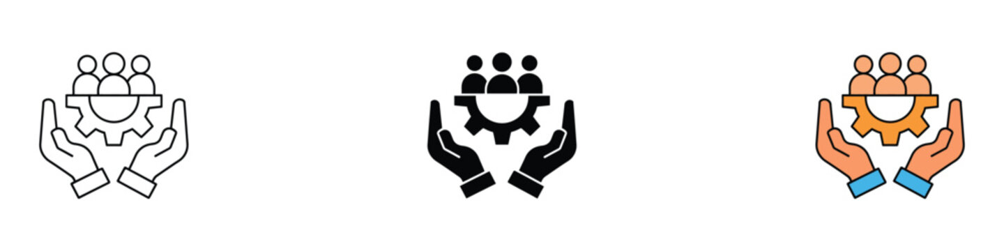 Employee support icon vector. Workforce management symbol for community welfare and industrial human resources. Vector Illustration.