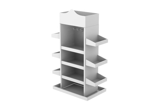 Super Market Display Stand Isolated On White Background. 3d illustration