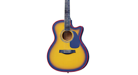 Obraz premium Acoustic Guitar with Yellow and Blue Sunburst Finish and Red Binding