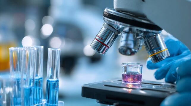 Banner of medical laboratory science research with doctor in modern hospital clinic, healthcare medicine and diagnostic testing, scientific chemistry analysis and biotechnology equipment for advanced 