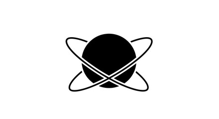 Black planet with orbiting rings symbol. © fadil
