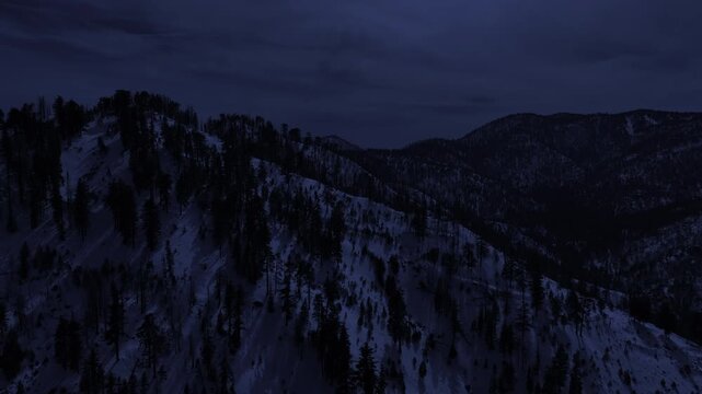 Night Snowcrest Aerial Shot of Winter Mountain Snow Forest Telephoto R Day for Night