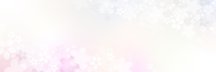 Plakat 桜の横長春背景 パステルグラデーション 和風さくらバナーテンプレート