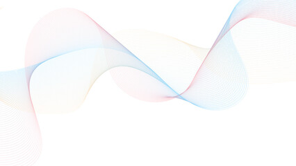 Obraz premium Abstract backdrop with pink and blue wave lines on white background. Modern technology background, wave design. Vector illustration