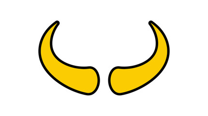 Yellow Horns d flat vector isolated white background