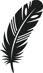 Obraz premium Black feather silhouette vector with white accents and sharp edges