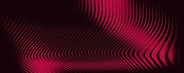 Fototapeta premium Red wavy lines on black background abstract