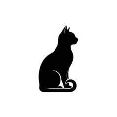 Black silhouette of a sitting cat. © alvin