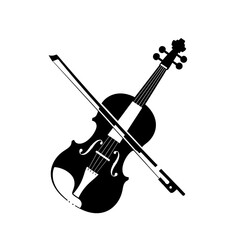 Black silhouette of a violin instrument. © alvin