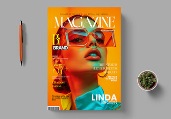 Bold Fashion Magazine Cover Design Template with Vibrant Color Grading