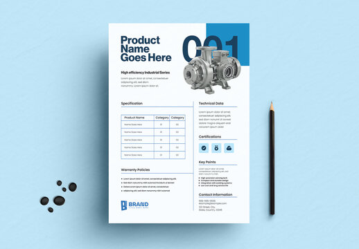 Modern Industrial Product Data Sheet Template