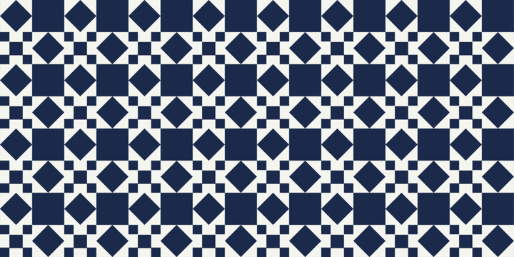 Seamless Geometric Sawtooth Star Quilt Pattern Background | Navy blue