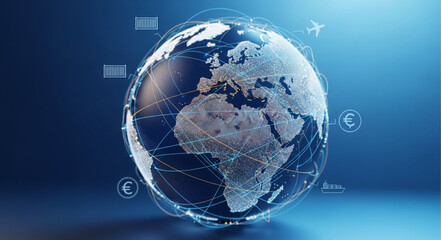 Digital Globe with Network Connections and Data Flow. © Dita