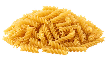 Pasta Fusilli Pile Isolated on Black Background in Studio