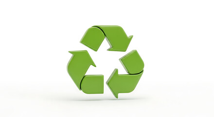 Obraz premium Vibrant three-dimensional green recycling symbol icon representing global environmental responsibility and sustainable practices for a healthier planet