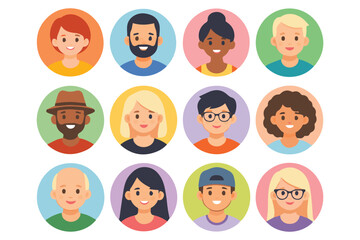 Fototapeta premium Modern Flat People Avatar Collection Diverse Cartoon Profile Icons Set