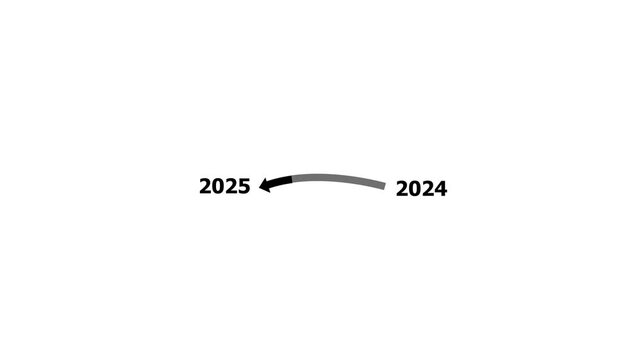 Year 2024 to 2025 Loading Progress Bar Animation on Black Background for Future Concept.