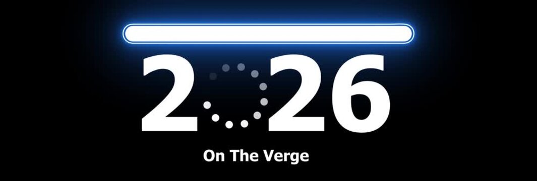 2026 New Year Loading Concept Animation with Analog Clock Face, Futuristic Countdown Time Progress on Black Background