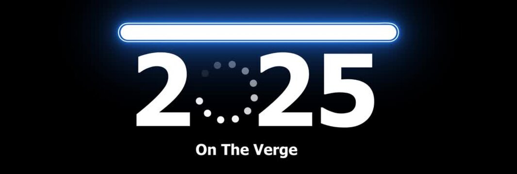 2025 New Year Loading Concept Animation with Analog Clock Face, Futuristic Countdown Time Progress on Black Background