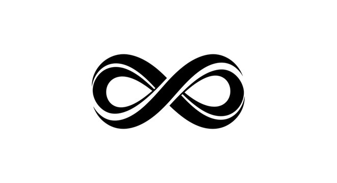Black infinity symbol on white background.