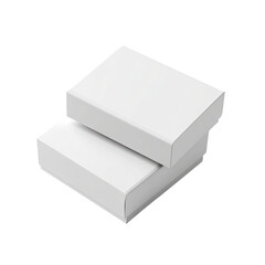 Fototapeta premium Two stacked white rectangular boxes on a black background, slightly angled, showcasing clean design