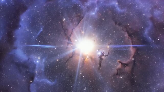 Colorful cosmic nebula with countless stars and gas clouds in deep space