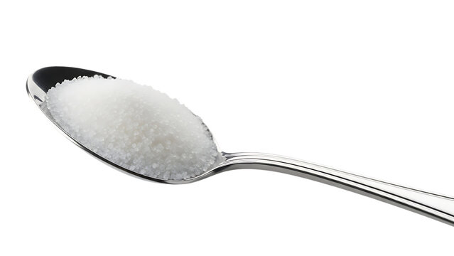 Sugar Spoonful of White Granulated Sugar Overhead View