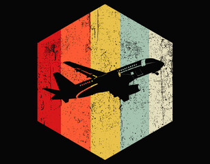 Airplane Retro Distressed Style Airplane pilot - printable editable vector art file. © AyatDesign