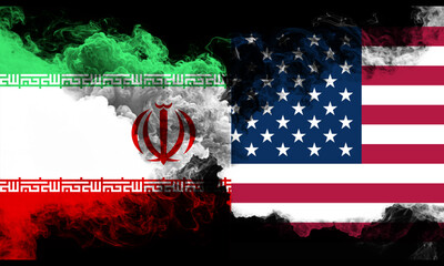 Obraz premium us usa united state america iran smoke competition war crisis politic government diplomacy international tension relation crude oil commodity country iran iranian usa america defense power military 