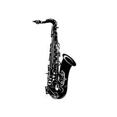 Naklejka premium Saxophone instrument in black color.