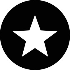 White star in black circle symbol.