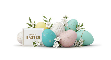 easter eggs and flowers
